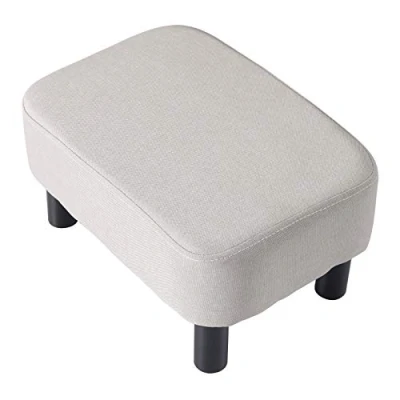 Abbildung von YMYNY Rechteckiger Fußhocker Sitzhocker, 42 x 29 23 cm, Gepolsterter Hocker aus Baumwolltuch, Holzbeine, Bequeme und Dicke Sitzbank, platzsparend, für Wohnzimmer Flur Büro, Hellgrau HD HRF BD213