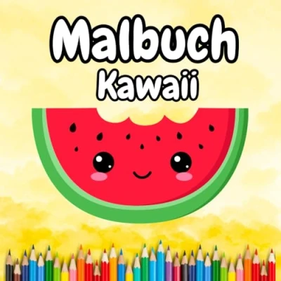 Abbildung von Malbuch Kawaii ab 6 Jahren: Kinder jahren. 50 Motive über Obst, Gemüse und Nahrung. Geschenkidee für Kinder!