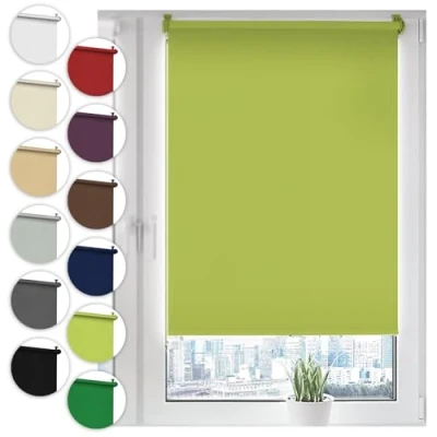 Abbildung von Verdunkelungsrollo Klemmfix ohne Bohren 60cm x 130cm Olivgrün Verdunklungsrollo Fensterrollo Rollo Seitenzugrollo Klemmrollo für Fenster &amp; Tür