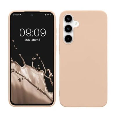 Abbildung von kwmobile Hülle kompatibel mit Samsung Galaxy A35 weiches TPU Silikon Case Cover geeignet für kabelloses Laden Coconut Swirl