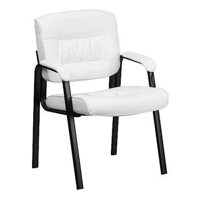 Abbildung von Flash Furniture Bürostuhl mit mittelhoher Rückenlehne Schreibtischstuhl gepolsterten Armlehnen und LeatherSoft Material Ideal für Home Office oder Büro Weiß/ Schwarz