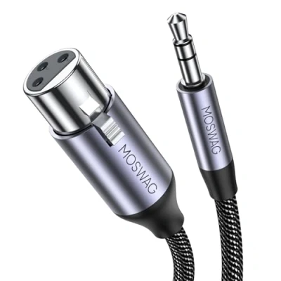 Abbildung von MOSWAG XLR auf klinke 3,5mm Mikrofonkabel, 3.5mm TRS zu weibliches 3 Pin Mikrofonkabel kompatibel mit Lautsprecher, Mikrofon (2M)