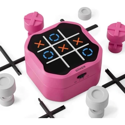 Abbildung von GiiKER Tic Tac Toe Bolt Spiel, Original 3 in 1 Handheld Puzzle Spielkonsole, tragbare Reisespiele, Brettspiele für Kinder und Erwachsene, Geburtstagsgeschenke ab Jahren (Pink)