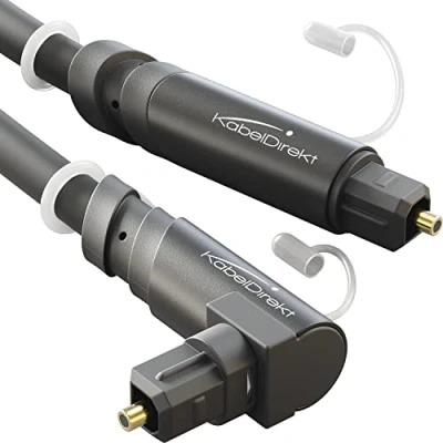 Abbildung von KabelDirekt TOSLINK Kabel 90 gewinkelt mit 0% Signalverlust 0,5 m Glasfaserkabel für Soundbar (TOSLINK auf TOSLINK, optisches Audiokabel, Stereoanlage/Verstärker, Heimkino, Xbox One/PS4)