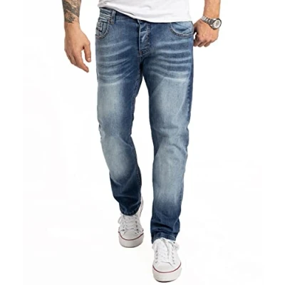 Abbildung von Rock Creek Herren Jeans Comfort Fit Stretch Männerhose Herrenjeans Denim Hosen Herrenhose Straight Cut Stonewashed RC 2358 Blau W44 L38