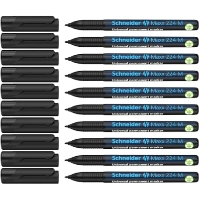 Abbildung von Schneider Maxx 224 M Universal Marker (permanent, Cap Off Ink, nachfüllbar, 1,0 mm) 10er Packung schwarz