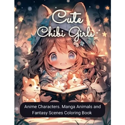 Abbildung von Cute Chibi Girls Anime Characters, Manga Animals and Fantasy Scenes Coloring Book: Colorful Wonderland Awaits You Journey through Kawaii Enchanting Scenes, Creatures
