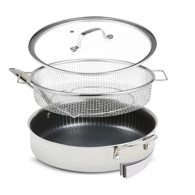 Abbildung von MediaShop Bratpfanne &quot;Titan Pan&quot;, Edelstahl, (Set, 4 tlg.), Edelstahlmatrix+diamantver. Anti Haft Versiegelung, Ø24 cm, Induktion