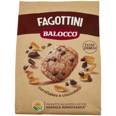 Abbildung von Balocco Fagottini Biscotti Integrali Vollkornkekse Kekse Biscuits mit Cornflakes Vollkorn Haferflocken und Schokoladenstückchen 700g