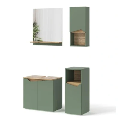 Abbildung von Vicco Badmöbel Set Marelle, Grün/Artisan, 4 Teile