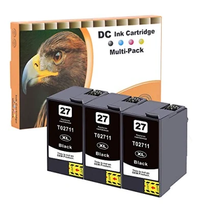 Abbildung von D&amp;C 3X Schwarz Druckerpatronen Kompatibel für Epson 27XL 27 BK Workforce DTWF WF 7710DWF 7715DWF 7720DTWF 3600 Series 3620DWF 3620WF 3640DTWF 7110DTW 7210DTW