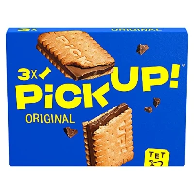 Abbildung von PiCK UP! Original (3 x 28 g), Riegel mit knackiger Milchschokoladentafel zwischen zwei knusprigen Keksen, der Snack für unterwegs, 3er Multipack