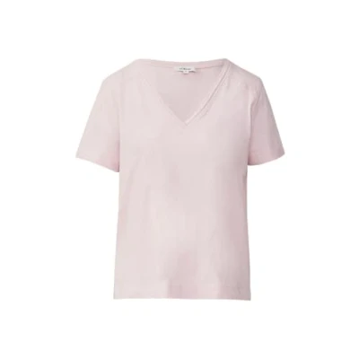 Abbildung von s.Oliver Kurzarmshirt T Shirt aus Flammgarn mit V Ausschnitt Frontpasse