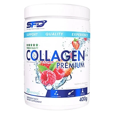 Abbildung von SFD Collagen Premium Complex Powder MSM Vitamin C Hyaluron Protein Schützt die Gelenke Knorpel Verbessert das Aussehen der Haut Haare Nägel 400g Himbeere Erdbeere (Him und Erdbeere)