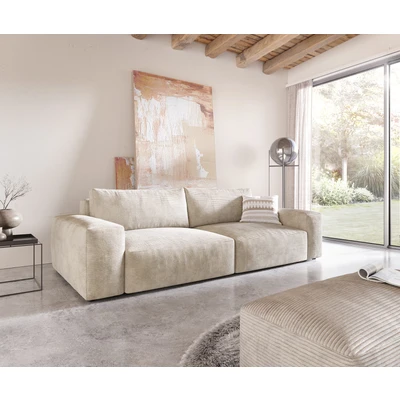 Abbildung von Big Sofa Lanzo XL 270x130 cm Cord Beige mit Hocker