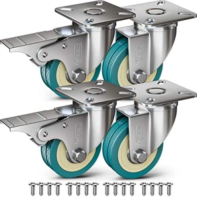 Abbildung von GBL 4 Rollen für Möbel + Schrauben 50mm 200KG Transportrollen Set Lenkrollen mit Bremse Schwerlastrollen Palettenmöbel Möbelrollen
