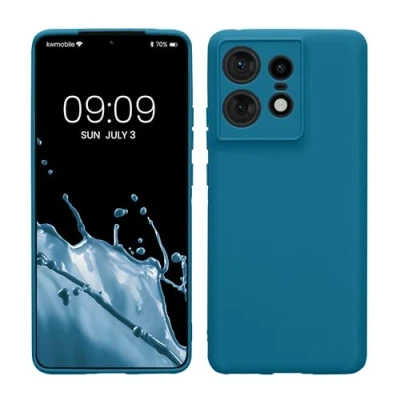 Abbildung von kwmobile Handyhülle kompatibel mit Motorola Edge 50 Pro Hülle Handy Case aus weichem Silikon in Karibikblau