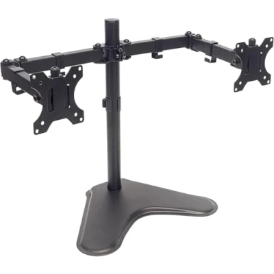 Abbildung von Manhattan 461559 Standfuß mit Monitorarm für zwei Monitore Displays von 13 Zoll bis 32 zu 8 kg zweifach schwenkbar schwarz