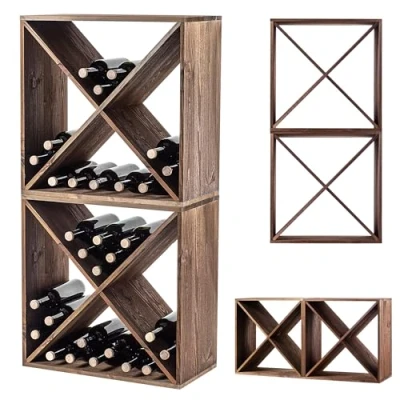 Abbildung von KADAX Weinregal aus Holz, 60 x 30.5 120 cm, Großes Flaschenregal für viele Weinflaschen, Weinständer rustikal, Regal Flaschen, platzsparend, Stabiler Weinschrank, Made in EU