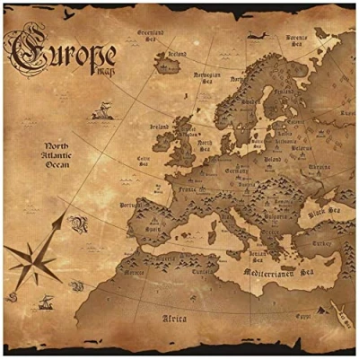 Abbildung von Wallario Möbelfolie selbstklebend/Aufkleber, Tischfolie geeignet für IKEA Lack Tisch Möbeldeko Alte Weltkarte Karte von Europa in englisch 55 x cm