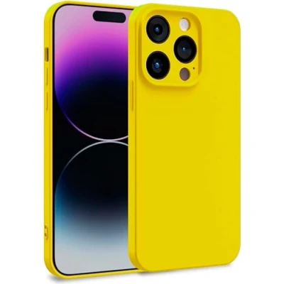 Abbildung von MyGadget Hülle kompatibel mit iPhone 14 Pro Zweilagige Handyhülle Kameraschutz Cover Innenfutter &amp; Silikon außen Gelb