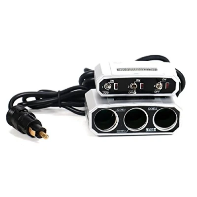 Abbildung von All Ride 3 Fach Steckdose für Normsteckdosen Adapter 5A, Auto LKW 12/24V Zigarettenanzünder Verteiler, einzeln geschaltet