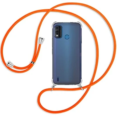 Abbildung von mtb more energy® Handykette kompatibel mit Nokia G11 Plus Neon Orange Smartphone Hülle zum Umhängen Anti Shock Full TPU Case