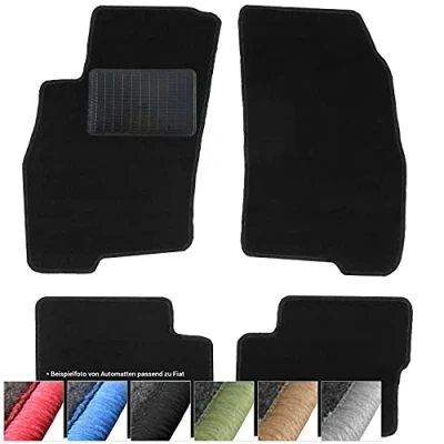 Abbildung von moto MOLTICO Fußmatten Auto Velours Autoteppiche Schwarz Automatten Set 4 teilig passend für FIAT 500 ab 2007 (Schwarze Ziernähte)