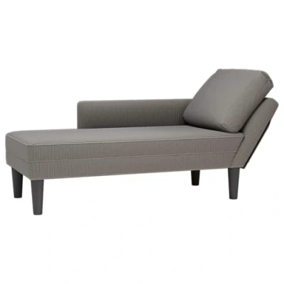 Abbildung von vidaXL Chaiselongue mit Kissen Hellgrau Cordstoff, Recamiere, Loungesessel, Lounge Sofa, Lounge, Loungesofa, Wohnzimmersofa, Akzentsessel