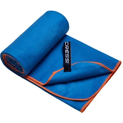 Abbildung von Cressi Schnelltrockentuch, Mikrofaser Unisex Sporthandtuch für Erwachsene, Blau/Orange, 160 x 80 cm