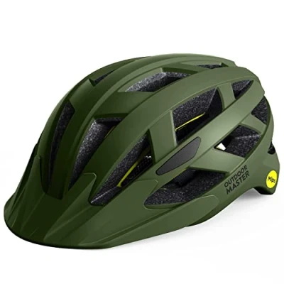 Abbildung von OutdoorMaster MIPS Fahrradhelm Zwei herausnehmbare Innenfutter &amp; Belüftung in Multi Environment Mountain, Autobahn für Jugendliche Erwachsene (Palmengrün, 59 61CM)