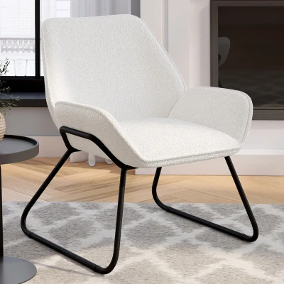 Abbildung von SIXTINE Sessel aus Bouclé Stoff und schwarzen Metallbeinen IDMarket