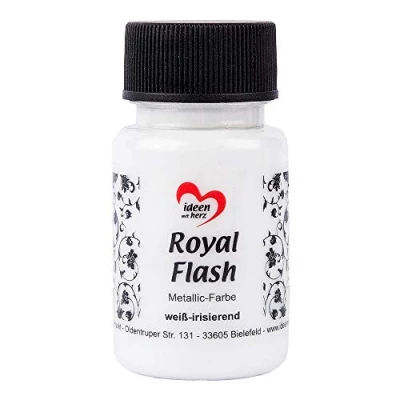 Abbildung von Ideen mit Herz Royal Flash, Acryl Farbe, metallic, feinsten Glitzerpartikeln, 50 ml (weiß irisierend)