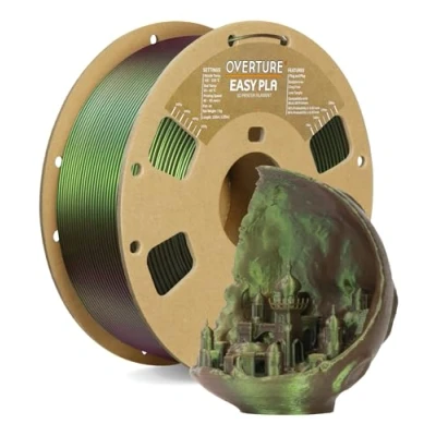 Abbildung von OVERTURE Easy PLA 1.75 mm 3D Druckerfilament, 1kg (2.2 lbs), Verstärkt Zähigkeit PLA, Maßgenauigkeit +/ 0,02 (Shimmer Bronze)