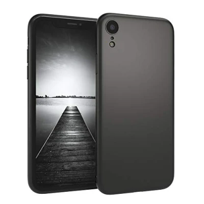 Abbildung von EAZY CASE Handyhülle Silikon mit Kameraschutz kompatibel iPhone XR in Schwarz matt, Ultra dünn, Slimcover, Silikonhülle, Hülle, Softcase, Backcover
