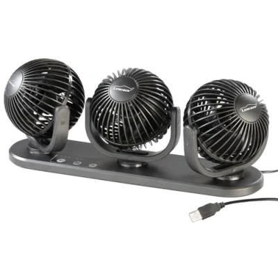 Abbildung von Lescars Ventilator Auto: Kfz Dreifach mit USB Anschluss, 3 Stufen, 360 verstellbar (PC USB, Laptop Ventilator, Luftkühler)
