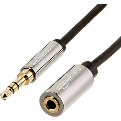 Abbildung von Amazon Basics Hilfs Stereo Audio Verlängerungskabel für Stecker und Buchse, 3,5 mm, 7.6 m, Schwarz