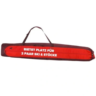 Abbildung von ATOMIC Double Ski Bag I Skitasche für 2 Paar &amp; Stöcke 205x30x20cm große Skiertragetasche Wasser schmutzabweisendes Material Profi Doppelskitasche inkl. Tragegurt