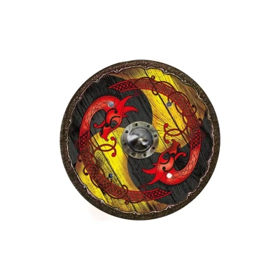 Abbildung von Wikingerschild Drache gelb schwarz