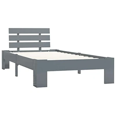 Abbildung von vidaXL Bett Massivholzbett Grau Kiefer 90x200 cm