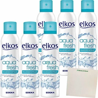 Abbildung von Elkos aqua fresh Wasserspray die schnelle Erfrischung 6er Pack (6x150ml Flasche) + usy Block