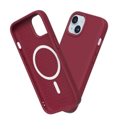 Abbildung von RhinoShield Case kompatibel mit [iPhone 15 Plus] SolidSuit MagSafe Stoßdämpfende &amp; schlanke Schutzhülle Premium Finish 3.5 Meter Fallschutz Bordeauxrot