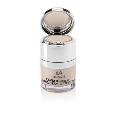 Abbildung von Dermacol 2 in 1 Long Stay Foundation &amp; Concealer mit Kaviar Langanhaltende, hypoallergene, nicht ölige Korrektur von Pigmentflecken Feuchtigkeitsspendend, deckend, matt Fair