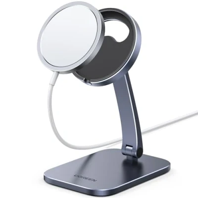 Abbildung von UGREEN MagSafe Telefon Ständer iPhone Standby Modus Halterung Höhe und Winkel Einstellbar Faltbar Tragbar Aluminium Halter kompatibel mit 15 Pro Max Plus 14 13 12, Hülle