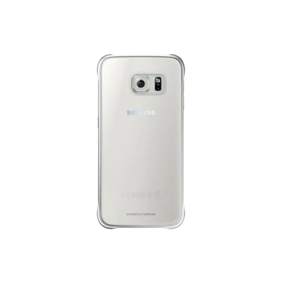 Abbildung von Samsung Slimline Clip On Hülle Clear View Case Cover für Galaxy S6, Metallic silber/transparent