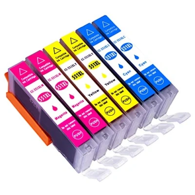 Abbildung von ESMOnline 6 komp. XL Druckerpatronen Canon CLI 551 Pixma MG5450 MG5550 MG5650 MG5655 MG6350 MG6450 MG6650 MG7100 MG7150 MG7550 MX725 MX925 iP7200 iP7250 iP8750 iX6850 (CLI 551)