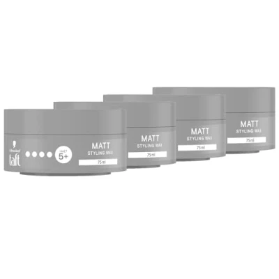 Abbildung von Schwarzkopf TAFT Styling Wax Matt (4x 75 ml), Haarwax für mattes Finish mit langanhaltendem Halt, schonend Haar und Kopfhaut, veganes, Haarstyling