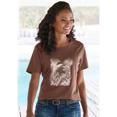 Abbildung von Vivance T Shirt mit goldfarben schimmerndem Folienprint aus weicher Baumwoll Qualität