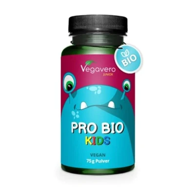 Abbildung von ProBio Kids Vegavero® 100% Organic 75 g Pulver Preis Leistungs Sieger 2024* 10 Milliarden Darmbakterien für Kinder 5 Stämme mit Lactobacillus, Bifidobacterium &amp; Inulin Ab 3 Jahren Vegan