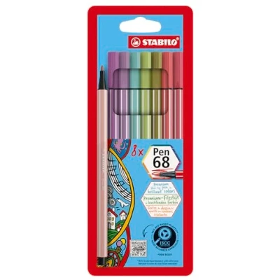 Abbildung von Stabila Faserstift STABILO Pen 68 Filzstift 1 mm pastell 8er Set Kartonetui